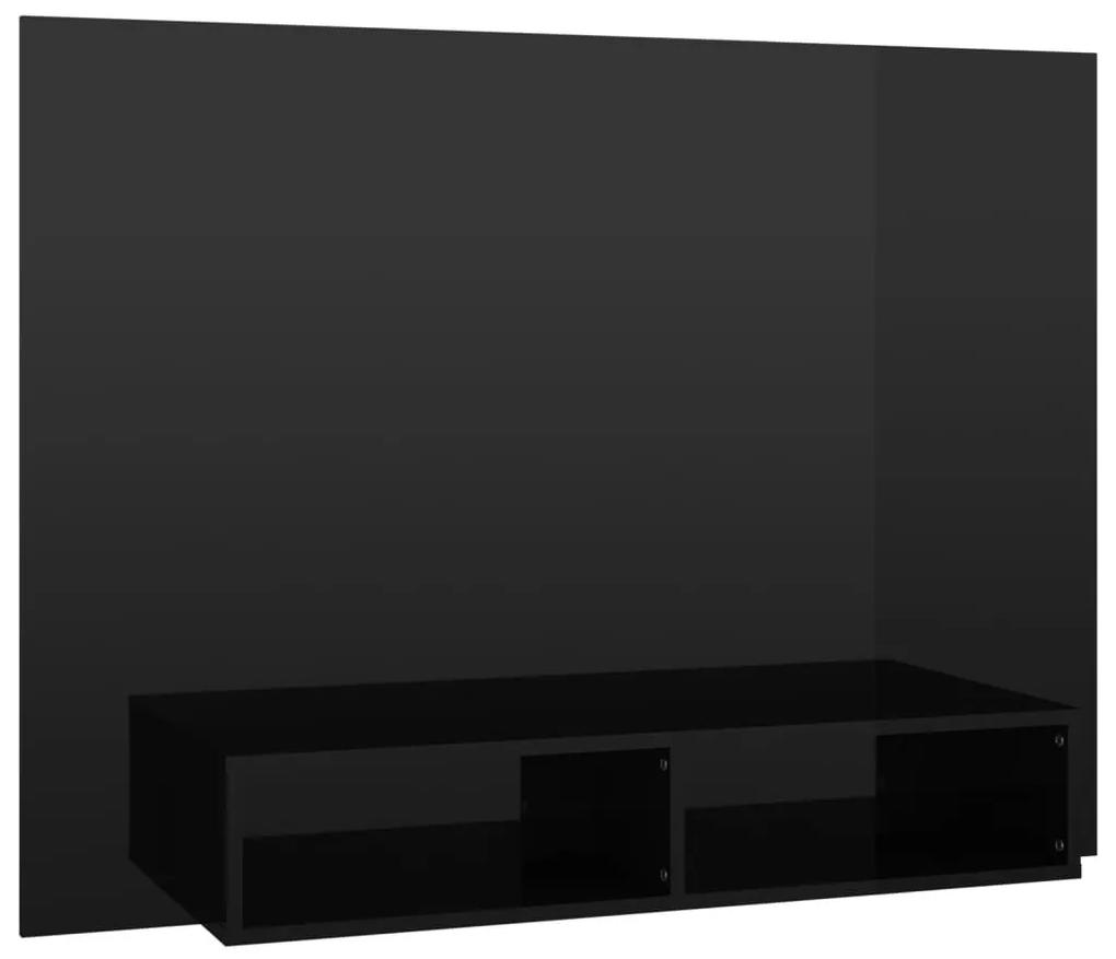 Έπιπλο Τηλεόρασης Τοίχου Γυαλ. Μαύρο 120x23,5x90εκ. Μοριοσανίδα - Μαύρο