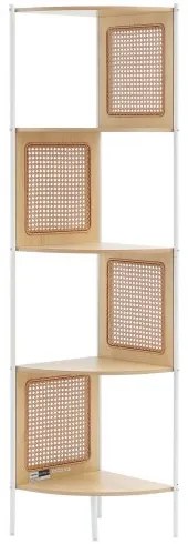 VEVOR Rattan Corner Bookshelf 5-Tier Bamboo Ladder Narrow Shelf Wall Corner Rack