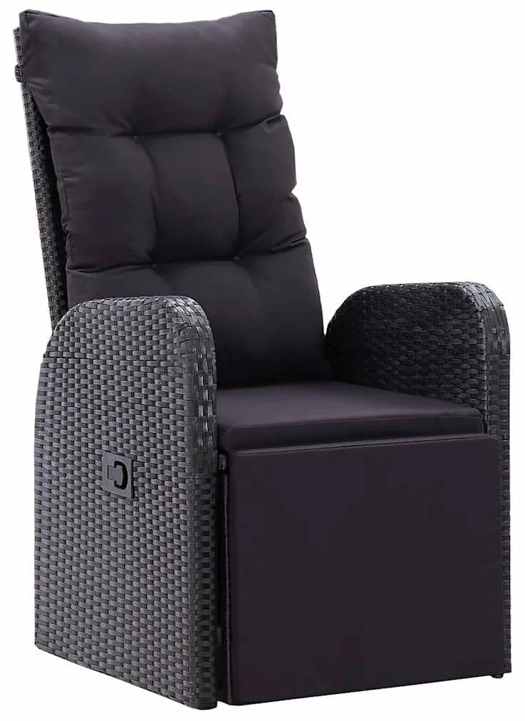 vidaXL Σέτ φαγητού για κήπο με μαξιλάρι 5 pcs Μαύρο συνθετικό ρατάν