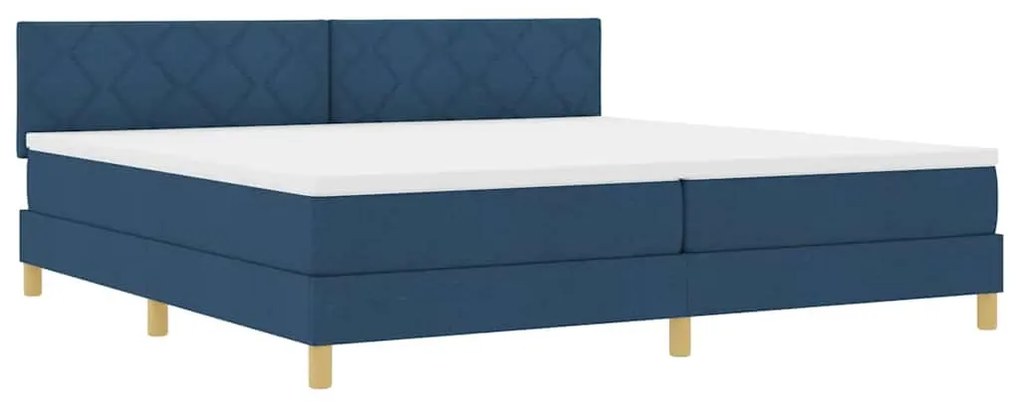 vidaXL LED Κρεβάτι με βάθρο με στρώμα Μπλε 200 x 200 cm ύφασμα