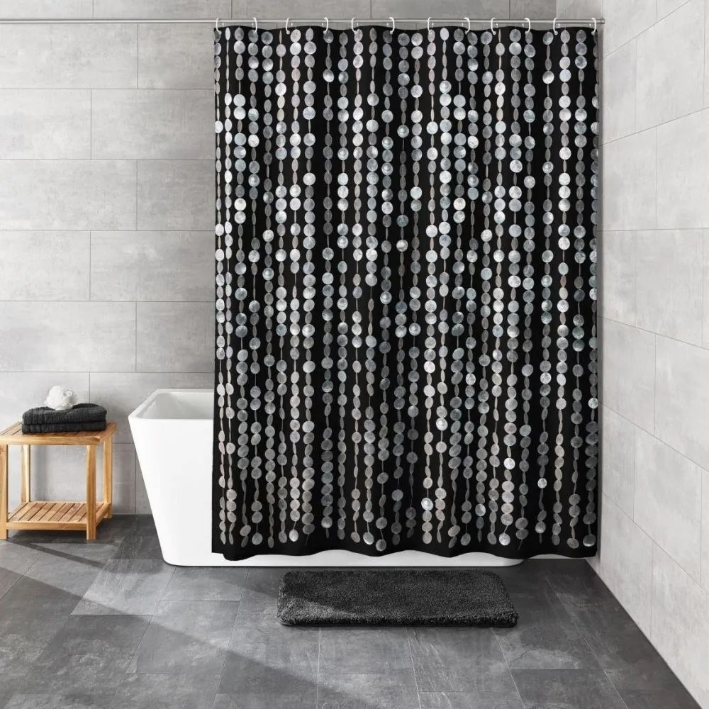 Κουρτίνα Μπάνιου Perla 7842 926 Black Kleine Wolke 180Πx200Υ Πολυέστερ