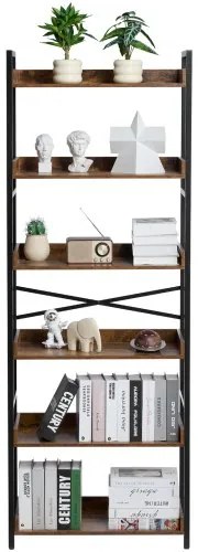VEVOR Metal Bookshelf Rustic Bookshelf 6-Tier for Living room Bedroom &amp; Office