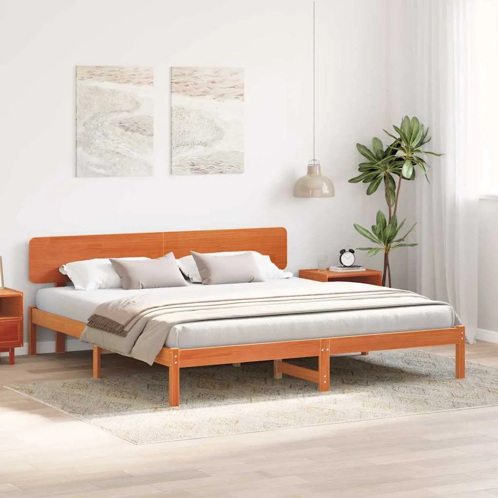 vidaXL Σκελετός Κρεβατιού Κερωτό καφέ 180 x 200 cm Μασίφ ξύλο πεύκου