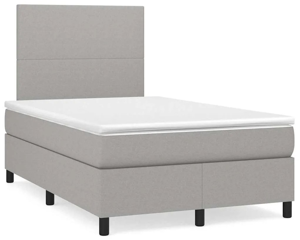 vidaXL Κρεβάτι Boxspring με Στρώμα & LED Αν.Γκρι 120x190εκ. Υφασμάτινο