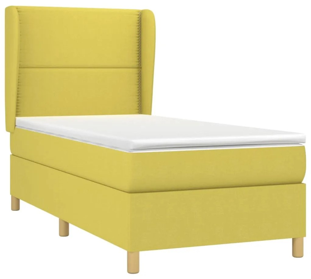 Κρεβάτι Boxspring με Στρώμα Πράσινο 100 x 200 εκ. Υφασμάτινο - Πράσινο