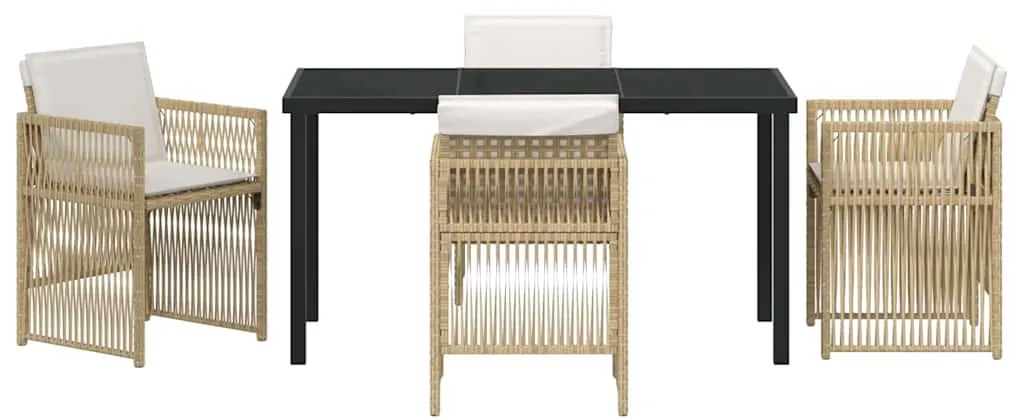 vidaXL Σέτ φαγητού για κήπο 5 pcs Μπεζ Χάλυβας με επίστρωση πούδρας