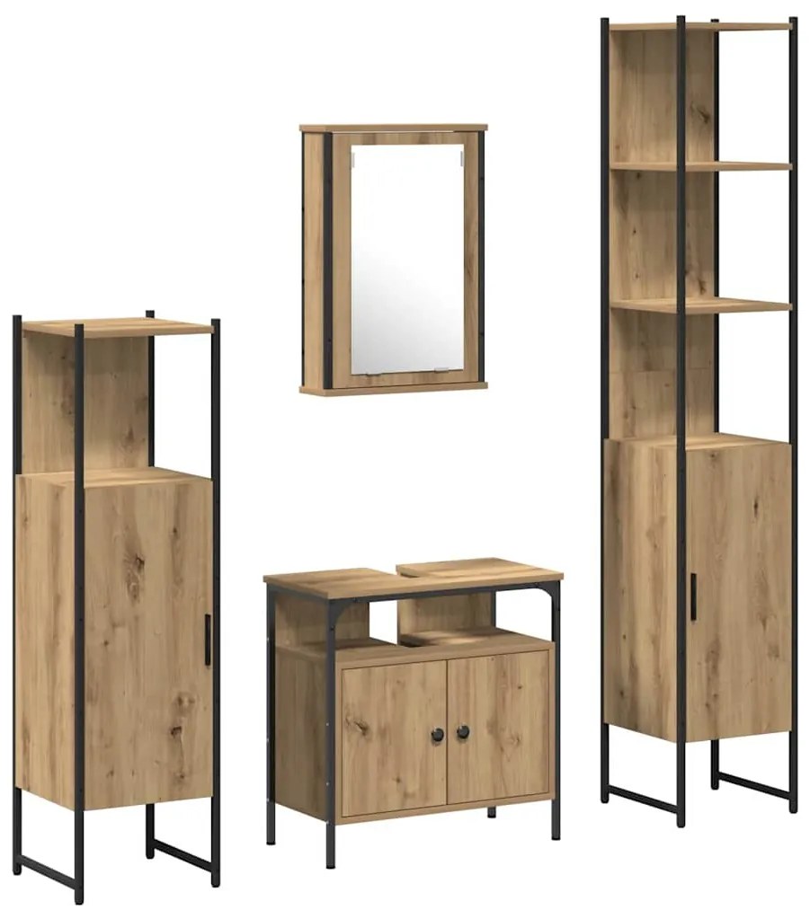 vidaXL Σετ Επίπλων Μπάνιου 4 pcs artisan δρυς Επεξεργασμένο ξύλο