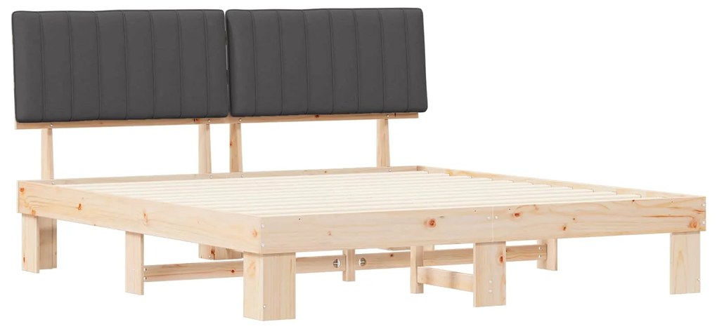 vidaXL Σκελετός Κρεβατιού με Επενδεδυμένο Κεφαλάρι Σκούρο Γκρι