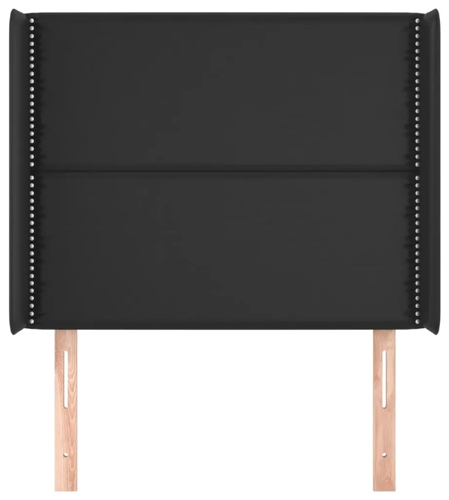 Κεφαλάρι με Πτερύγια Μαύρο 83x16x118/128 εκ. Συνθετικό Δέρμα 3119512