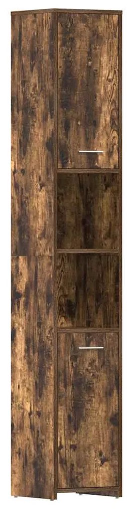 vidaXL Ντουλάπι Μπάνιου Καπνιστή Δρυς 30x30x183,5 εκ. Επεξεργ. Ξύλο