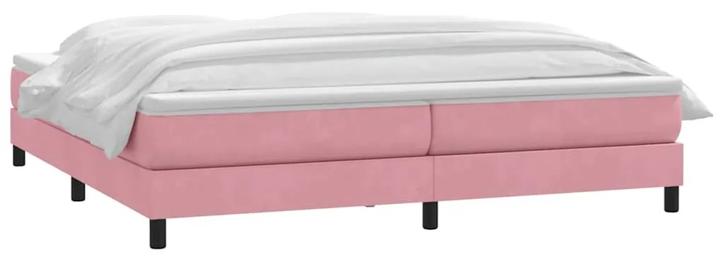 vidaXL Κρεβάτι Boxspring με Στρώμα Ροζ 180x210 εκ. Βελούδινο