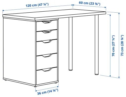 LAGKAPTEN/ALEX γραφείο, 120x60 cm 995.084.10