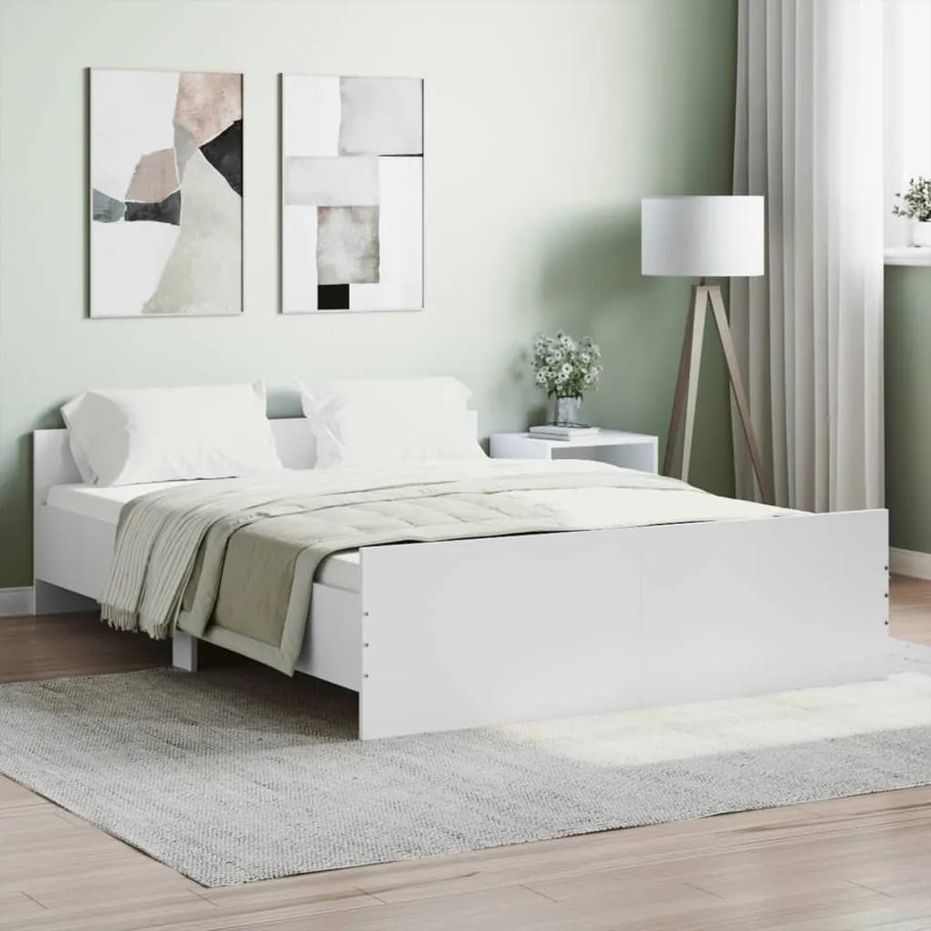 Πλαίσιο Κρεβατιού με Κεφαλάρι &amp; Ποδαρικό Λευκό 135 x 190 εκ.
