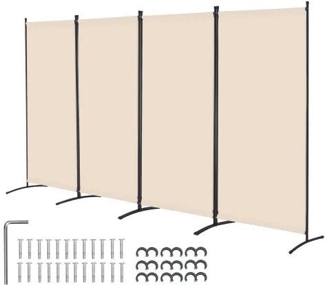 VEVOR Room Divider 4 Panels Fabric Room Privacy Screen for Office Bedroom Beige