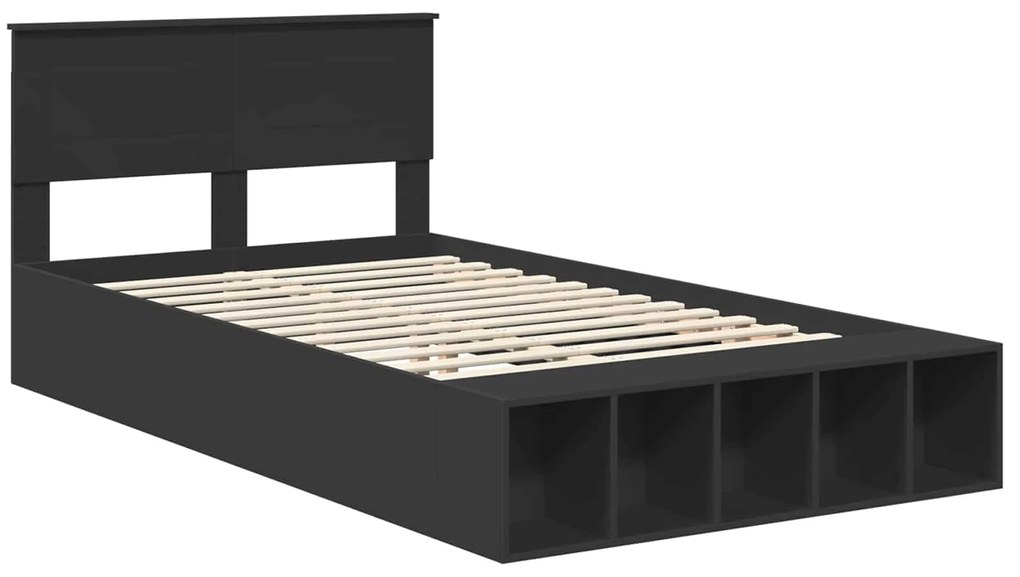 vidaXL Σκελετός Κρεβατιού Μαύρο 120 x 190 cm Επεξεργασμένο ξύλο