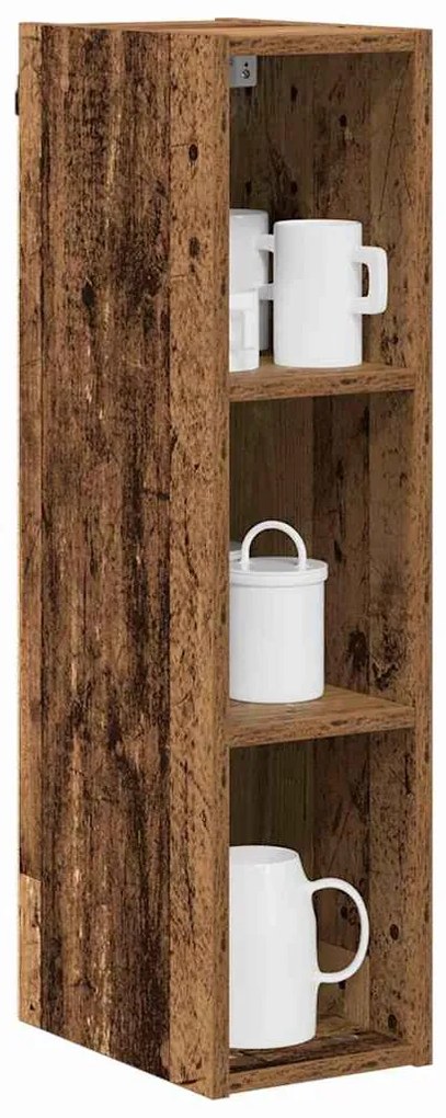 vidaXL Κρεμαστό ντουλάπι με ράφι Riga Παλιό Ξύλο 20 x 29,5 x 80 εκ.