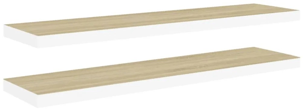 Ράφια Τοίχου 2 τεμ. Δρυς/Λευκό 120x23,5x3,8 εκ. MDF 326586