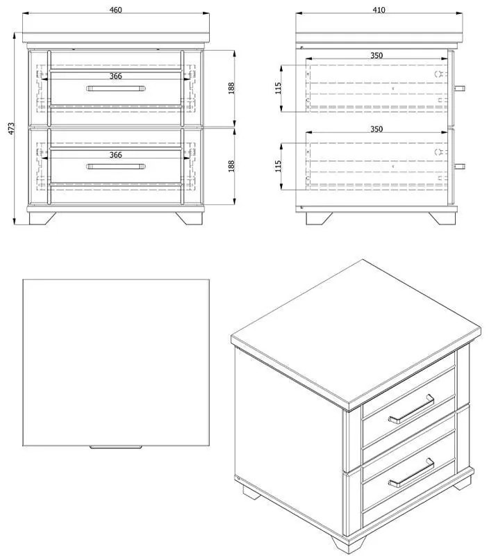 Κομοδίνο Valencia Λευκό - Αrtisan Oak - Λευκό Μάτ 46x41x47.5 εκ. 46x41x47.5 εκ.