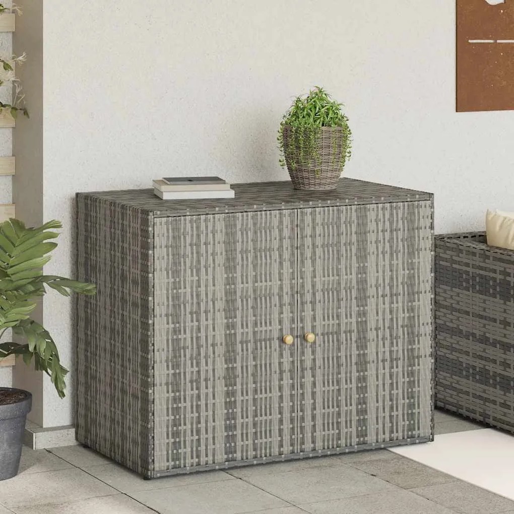 vidaXL Ντουλάπι Αποθήκευσης Κήπου Γκρι 100x55,5x80 εκ. Συνθετικό Ρατάν