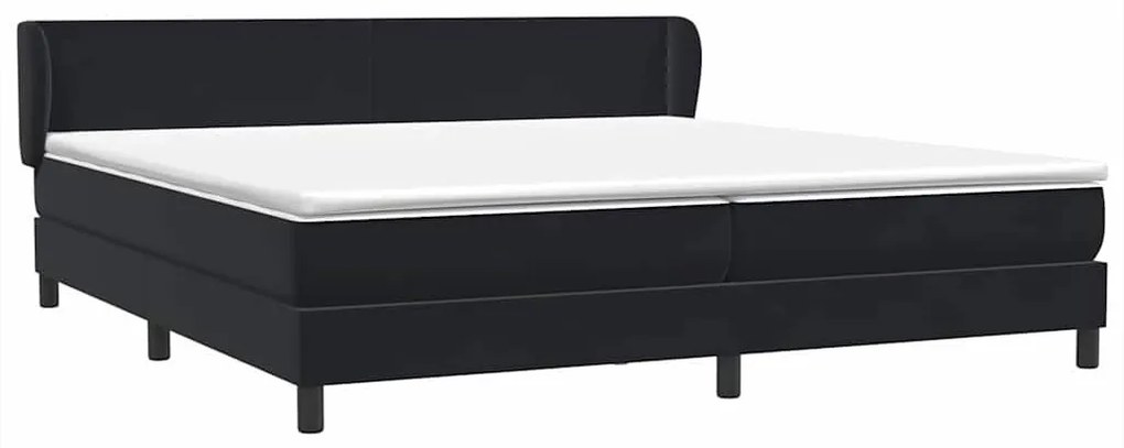 Κρεβάτι Box Spring με στρώματα Μαύρο 180x220 cm Βελούδινο - Μαύρο