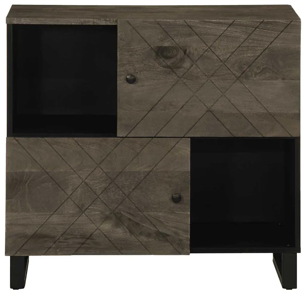 vidaXL Σκευοθήκη Μαύρο 80x33x75 cm μασίφ ξύλο Μάνγκο