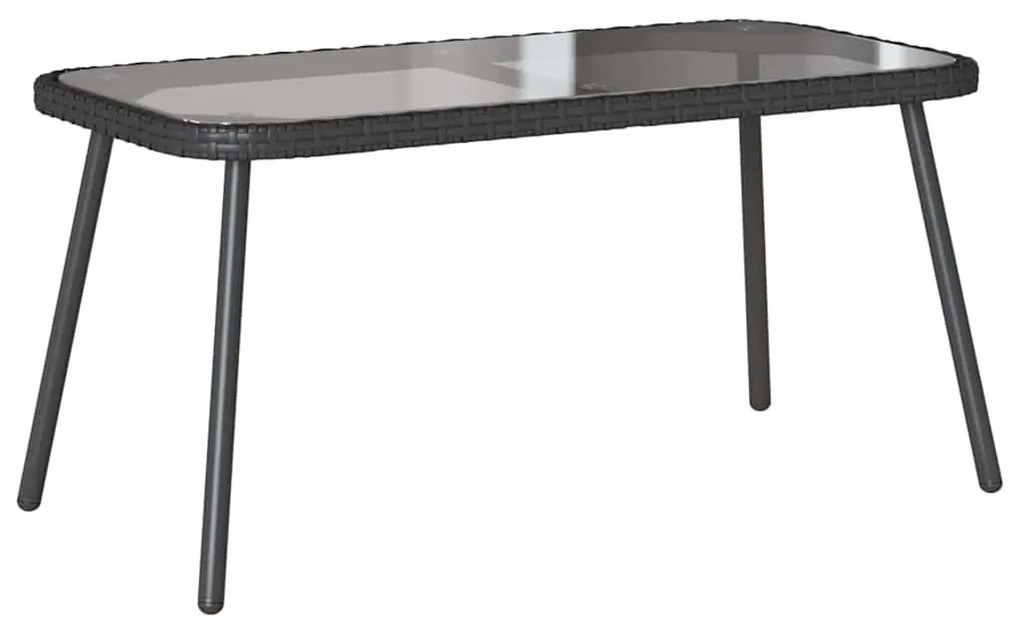 vidaXL Σέτ φαγητού για κήπο με μαξιλάρι 2 pcs Μαύρο συνθετικό ρατάν