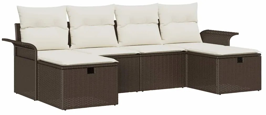 vidaXL Σετ Καναπέ Κήπου 6 pcs Καφέ και κρεμ 251 x 117 x 85 εκ.