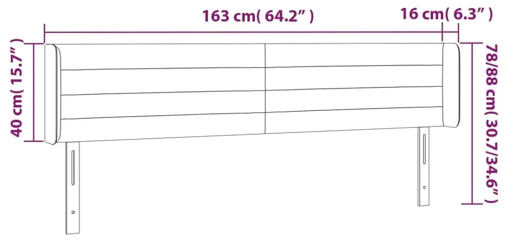 Κεφαλάρι με Πτερύγια Σκούρο Γκρι 163x16x78/88 εκ. Βελούδινο 3118963