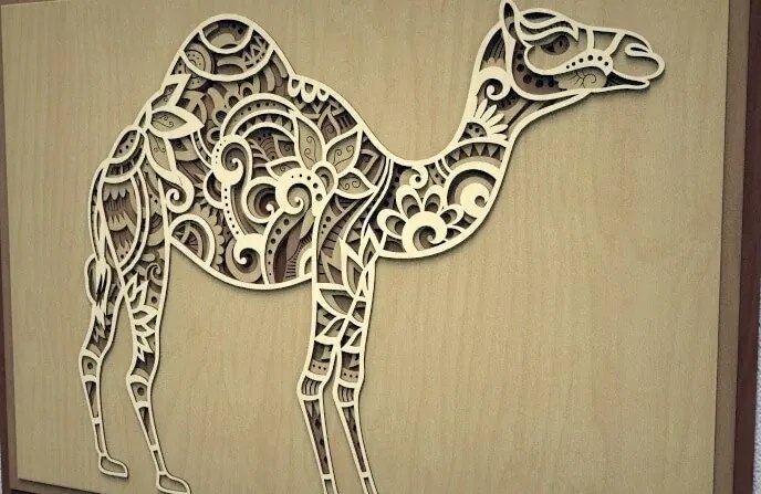 Σετ των 3 Intra απο ξύλο plywood 3mm-4mm πάχος – 3D Multilayer Camel Wood Art Wall 30x35 cm INTRAVECTRY-MY545182