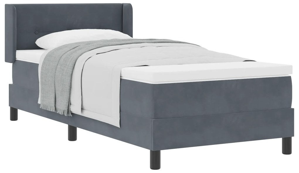 vidaXL Κρεβάτι Box Spring με Στρώμα Γκρι 80x200 εκ Βελούδο