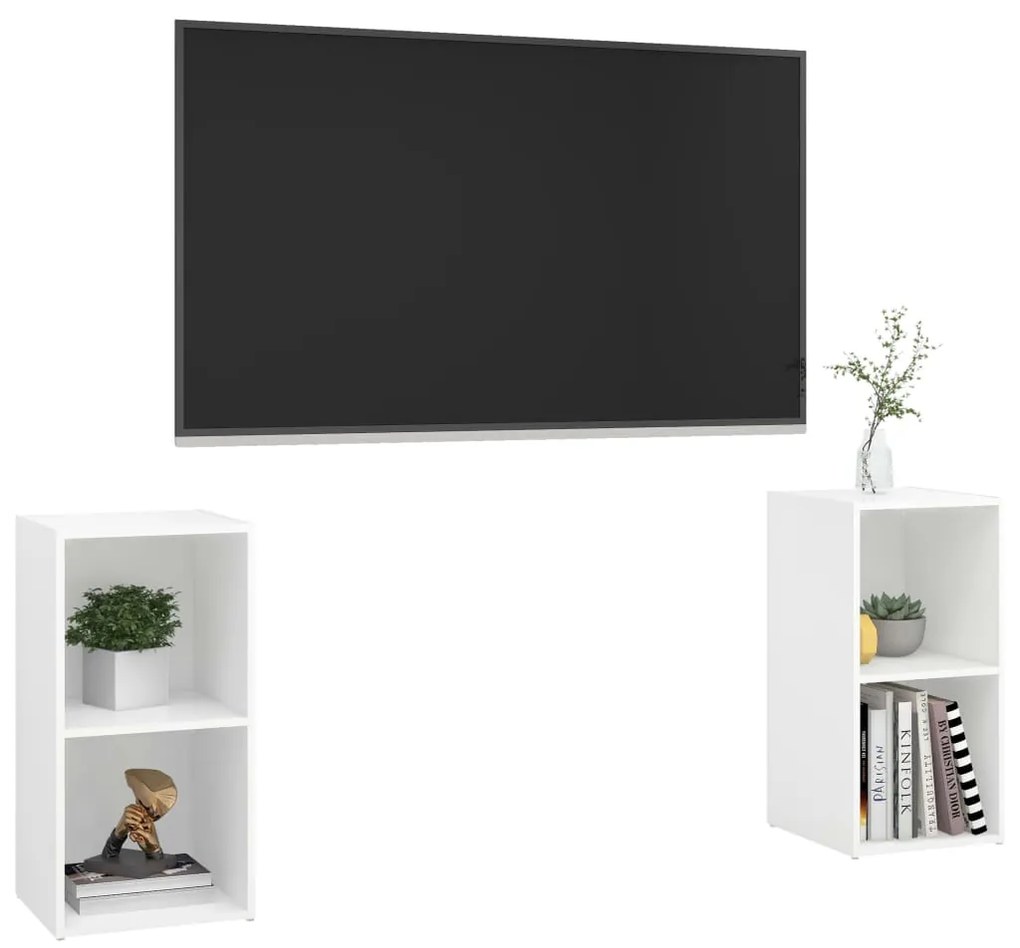 vidaXL Έπιπλα Τηλεόρασης 2 τεμ. Λευκά 72 x 35 x 36,5 εκ. Επεξ. Ξύλο