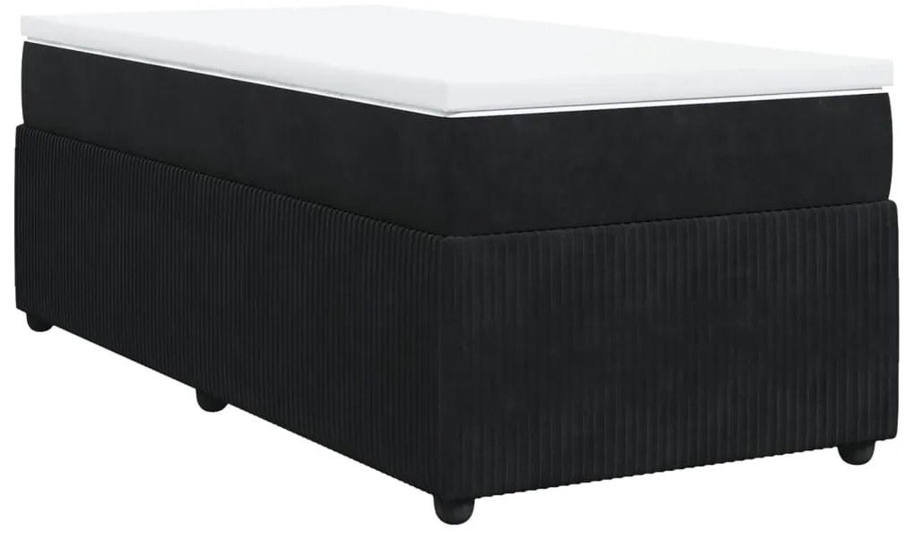 vidaXL Κρεβάτι Boxspring με Στρώμα Μαύρο 90x190 εκ. Βελούδινο