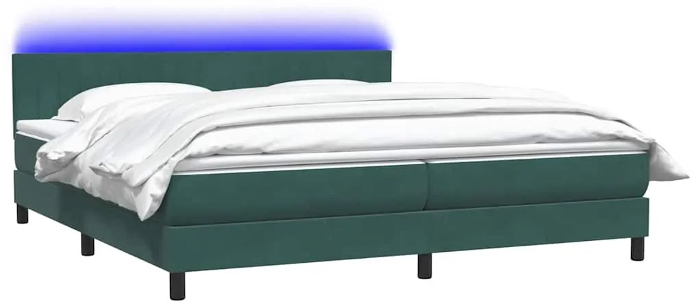 vidaXL Κρεβάτι Boxspring με Στρώμα Σκούρο Πράσινο 200x210εκ. Βελούδινο