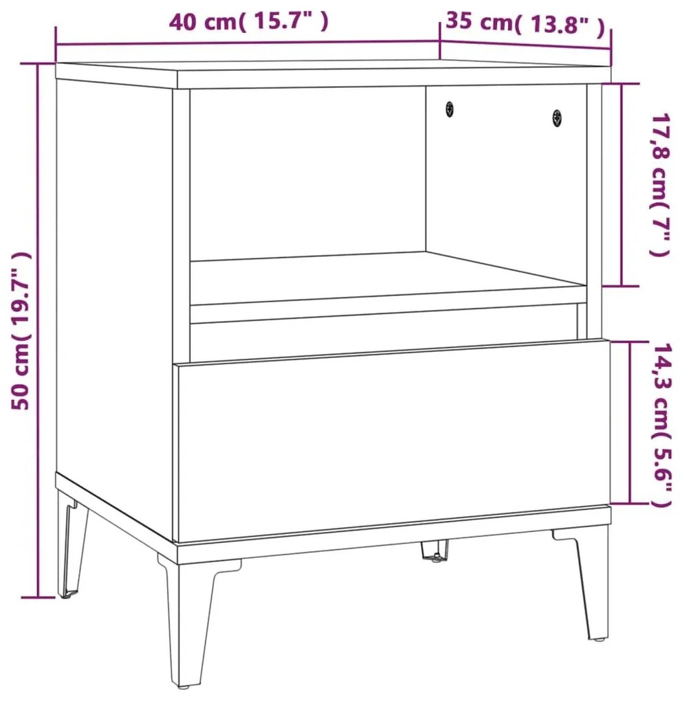 Κομοδίνο Sonoma Δρυς 40x35x50 εκ. - Καφέ