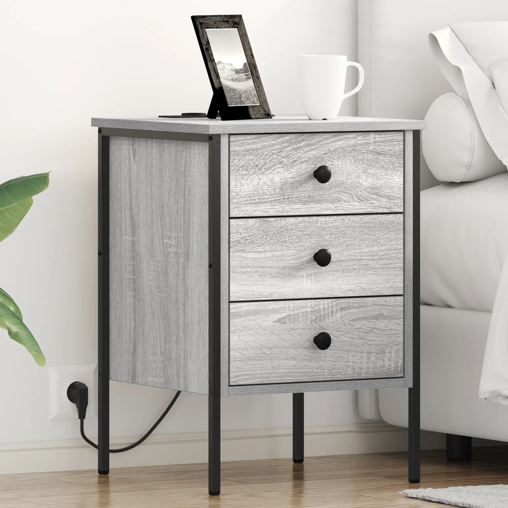 vidaXL Κομοδίνο Γκρι sonoma 42 x 41 x 61 εκ Επεξεργασμένο ξύλο