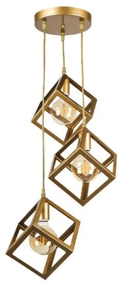 Κρεμαστό Φωτιστικό Οροφής Thora E27 τρίφωτο 22x22x70εκ Megapap-GP030-0047,3-Χρυσό GP030-0047,3
