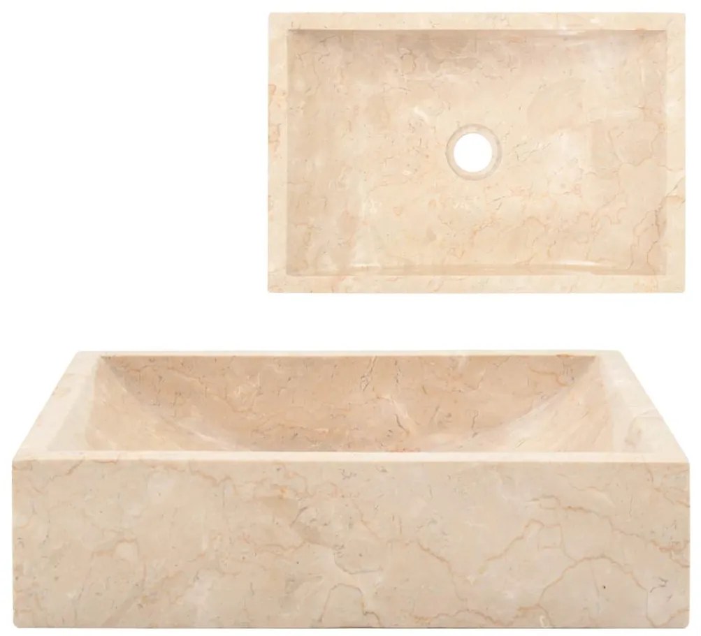 vidaXL Νιπτήρας Γυαλιστερό Κρεμ 45 x 30 x 12 εκ. Μαρμάρινος