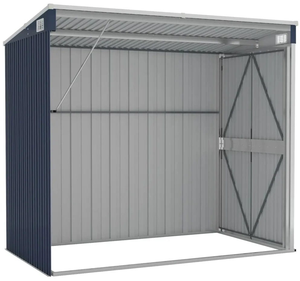vidaXL Αποθήκη Κήπου Επιτοίχια Ανθρακί 118 x 194 x 178 εκ από Ατσάλι