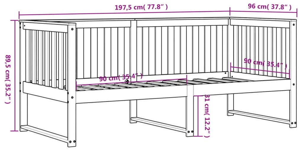 ΚΑΝΑΠΕΣ ΚΡΕΒΑΤΙ ΛΕΥΚΟΣ 90 X 190 ΕΚ. ΑΠΟ ΜΑΣΙΦ ΞΥΛΟ ΠΕΥΚΟΥ 840401