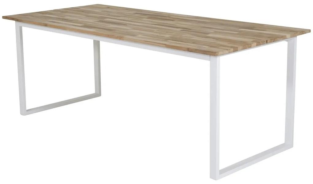 Τραπέζι Dallas 141, Άσπρο, Ανοιχτό καφέ, 75x90x200cm, 10 kg, Ξύλο, Μέταλλο, Ξύλο: Ξύλο Teak | Epipla1.gr