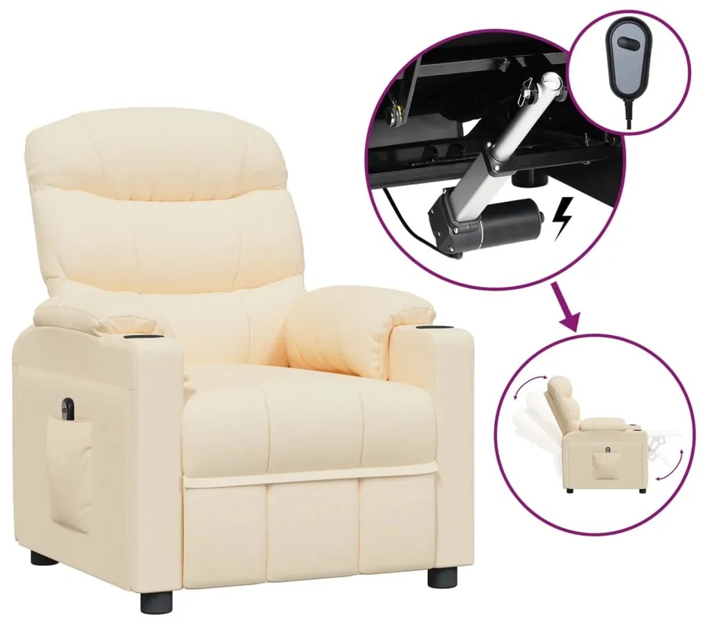 vidaXL Πολυθρόνα Ανακλινόμενη Ηλεκτρική Κρεμ Υφασμάτινη