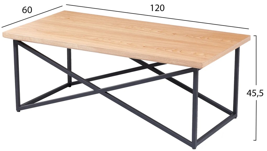ΤΡΑΠΕΖΙ ΣΑΛΟΝΙΟΥ HM9469.01 MDF ΜΕ ΚΑΠΛΑΜΑ ΞΥΛΟΥ ΣΕ ΦΥΣΙΚΟ&amp;ΣΤΥΛ ΡΟΥΣΤΙΚ 120x60x45,5Yεκ.
