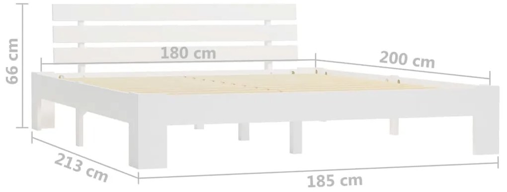 vidaXL Πλαίσιο Κρεβατιού Λευκό 180 x 200 εκ. από Μασίφ Ξύλο Πεύκου