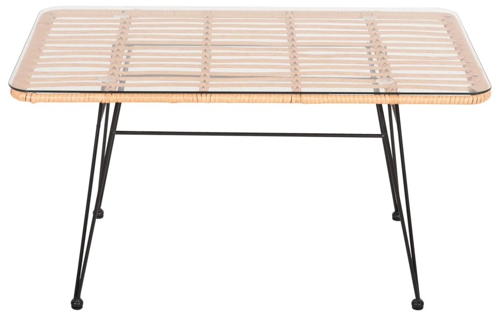 ΤΡΑΠΕΖΙ ΕΞ.ΧΩΡΟΥ ΧΑΜΗΛΟ ALLEGRA ΜΑΥΡΟ ΜΕΤΑΛΛΟ-ΜΠΕΖ WICKER 95X55X51.5Yεκ.