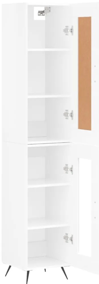 vidaXL Ντουλάπι Γυαλ. Λευκό 34,5 x 34 x 180 εκ. από Επεξεργασμένο Ξύλο