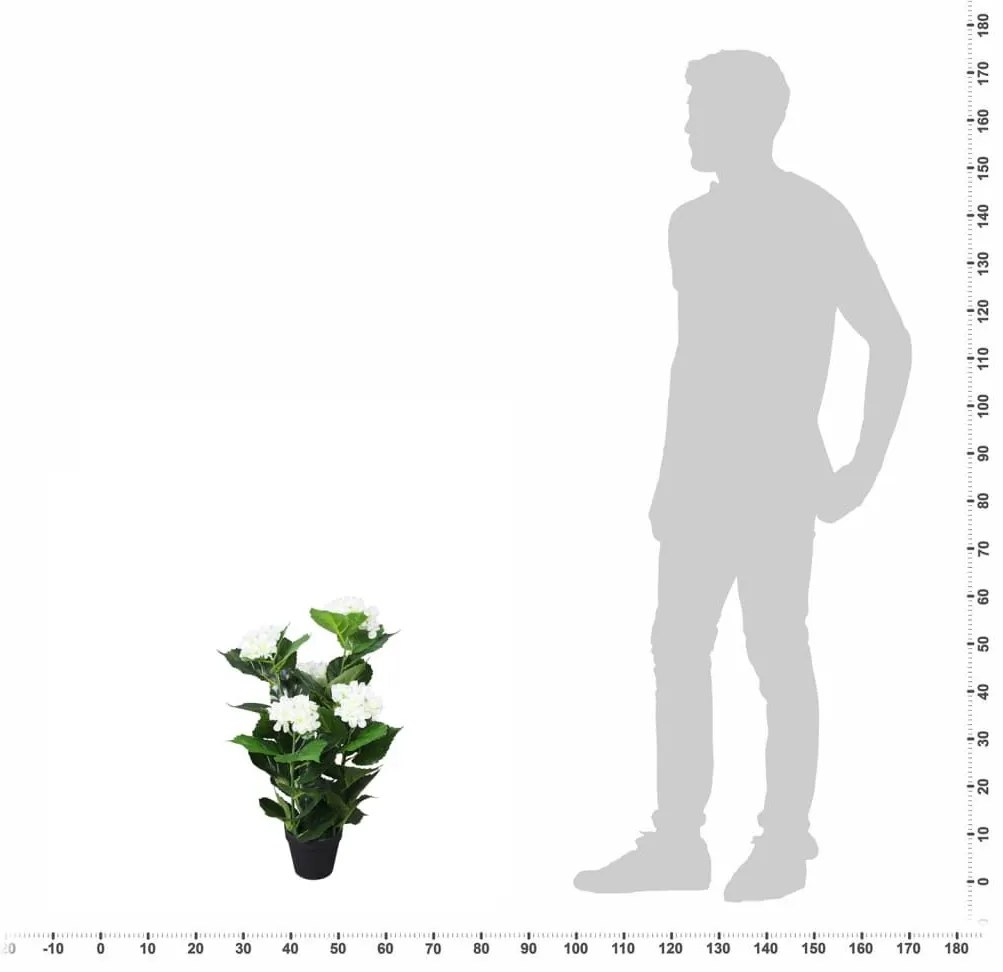 Ορτανσία Τεχνητή Λευκή 60 εκ. με Γλάστρα - Λευκό