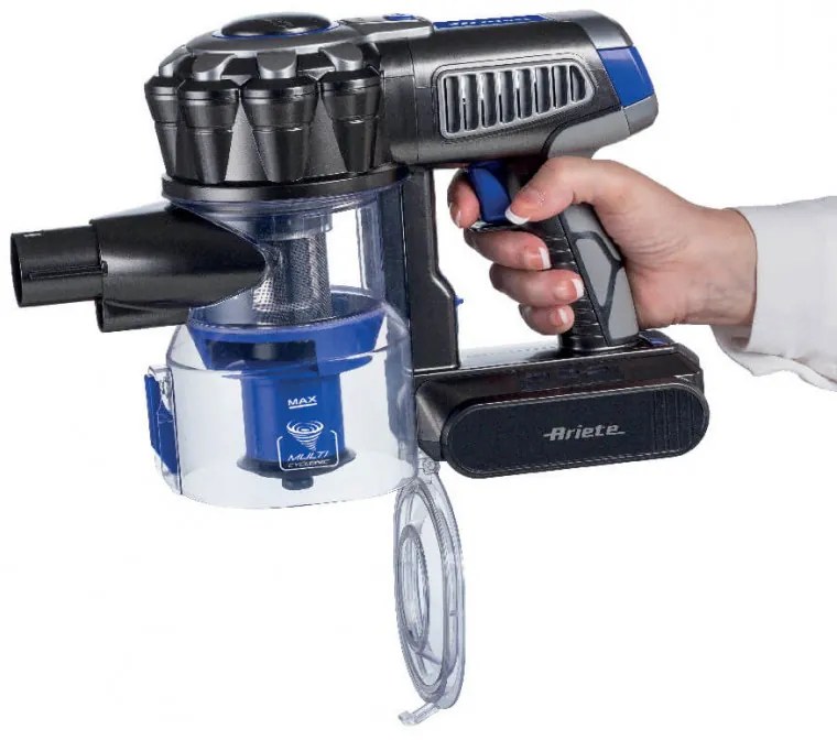 Κάθετη ηλεκτρική σκούπα Ariete SCOPA 2722/00, 120W, 1 l, 2 ταχύτητες, Μηχανοκίνητη βούρτσα με LED, Ένδειξη μπαταρίας, Μπλε