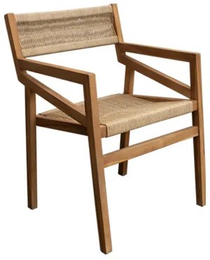 Πολυθρόνα Teak 5485 G Από μασίφ ξύλο Teak Πλεκτή με σχοινί Διάσταση: 056*057*085cm Χρώμα σχοινιού: Sand