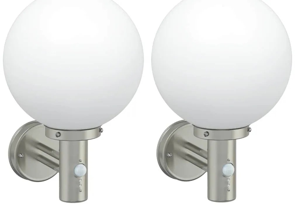 vidaXL Εξωτερικά Φωτιστικά Τοίχου 2 pcs Ασημί 28 x 25 x 38 εκ