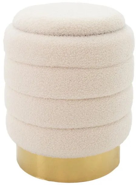 Σκαμπό-Μπαούλο Dazzle Pakoworld Μπουκλέ Cream-Χρυσό Φ36X44 εκ 257-000014 Pakoworld 257-000014 Γκρι